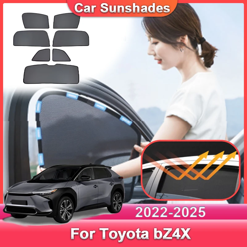 

Автомобильные сетчатые чехлы, солнцезащитные козырьки для Toyota bZ4X EA10 2022 ~ 2025 2023 2024, блокирующие УФ-солнцезащитные козырьки, инструменты, аксессуары для солнцезащитных штор