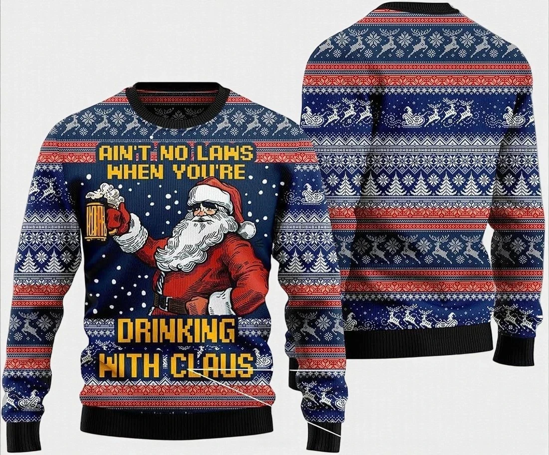 Cartoon Santa Claus 3D Printed Sweatshirt New Ugly Christmas Sweater Funny Animal Cat Raccoon Pullovers Unisex Tops Tracksuits