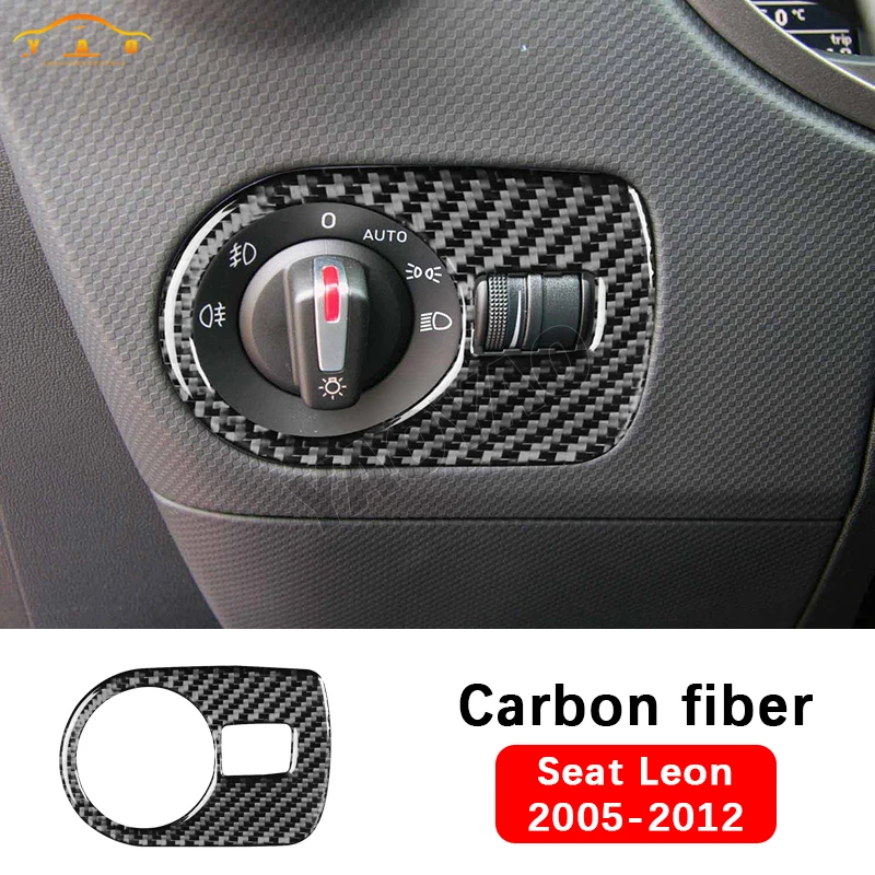 

Car Sticker For SEAT Leon 2005 2006 2007 2008 2009 2010 2011 2012 Car Headlight Switch Frame Trim Decorate Accessories