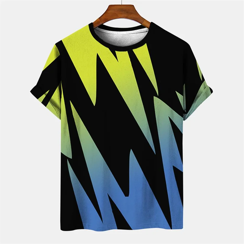 Colorful Stripe Pattern T Shirt For Men Fashionable 3D Printed T-Shirts Summer O-Neck Tops Unisex Short Sleeve Tees Streetwear