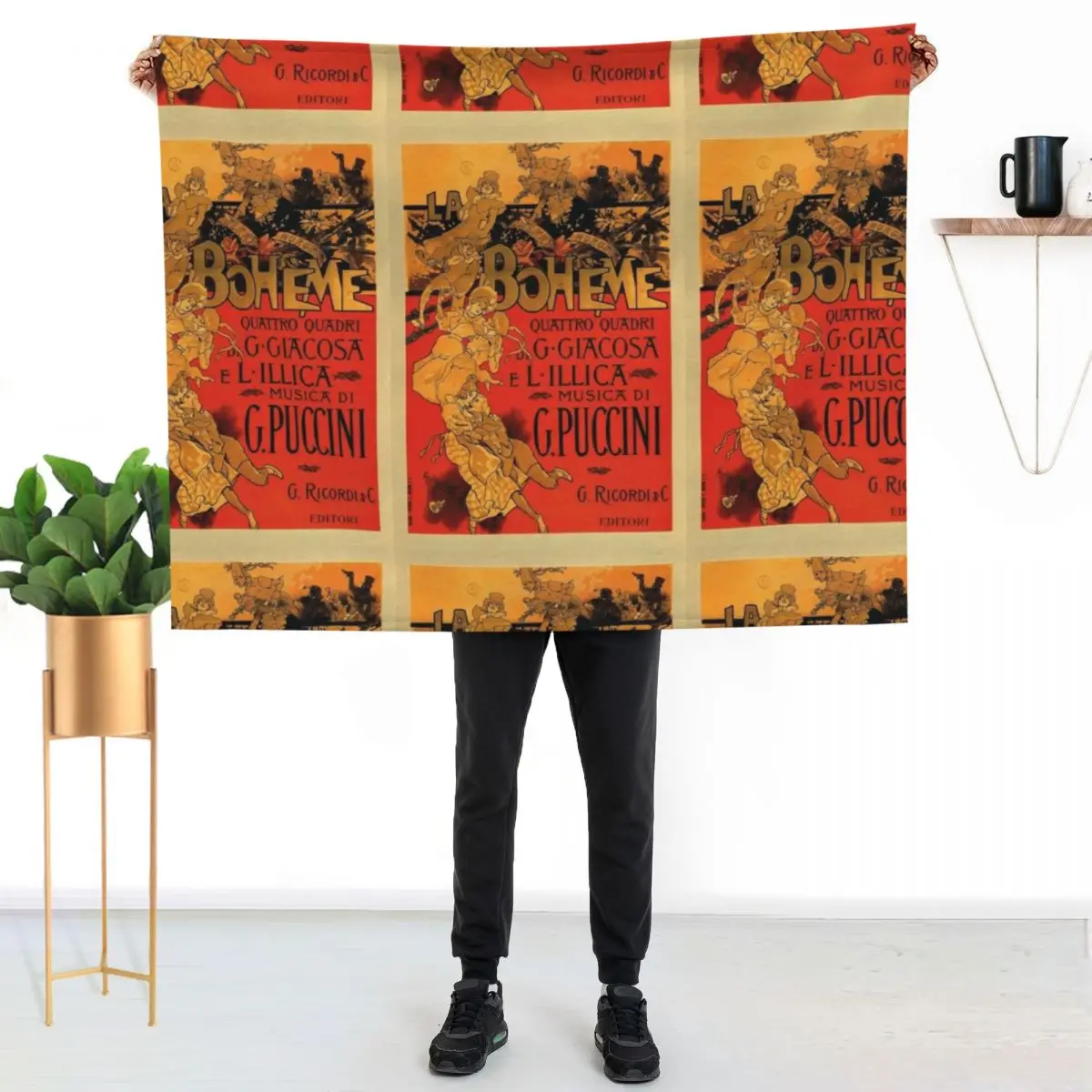 Vintage Art Nouveau La Boheme Opera Music Poster Throw Blanket Summer warm winter decorative Kid'S Blankets