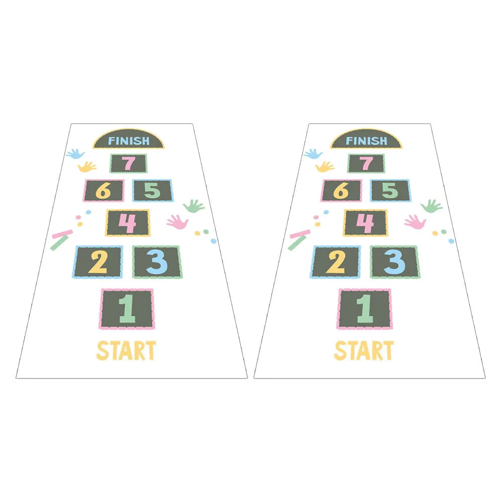 

2pcs Hopscotch Game Room Floor Wall Decal Number Learning Educational Tool Self-Adhesive Removable Cartoon Floor Sticker