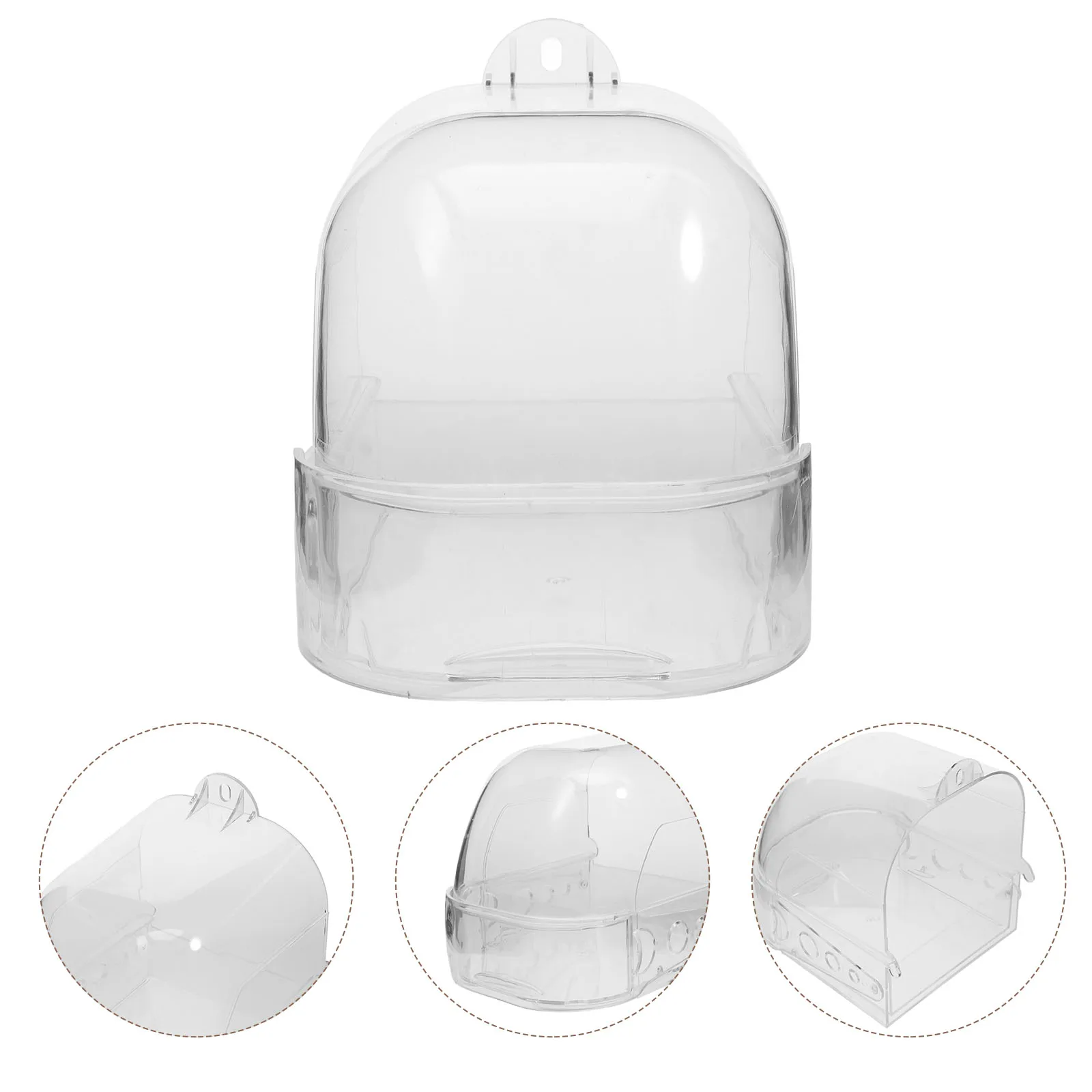 

Clear Bird Bath Box For Parakeet Cage Accessories Hanging Parrot Bath Tub With Drawer Design Durable Cleaning Space