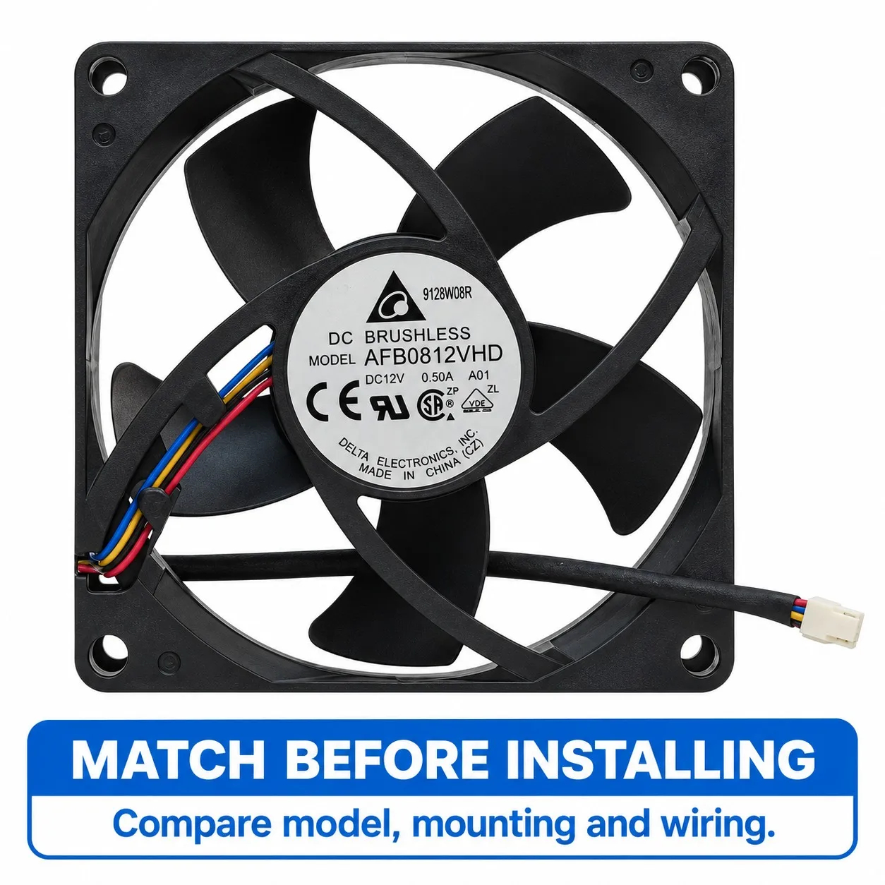 AFB0812VHD PC Case Cooling Fan 80x80x20mm 8020 12V 0.5A 6200RPM PWM Tachometer Dual Ball Bearing for DELTA