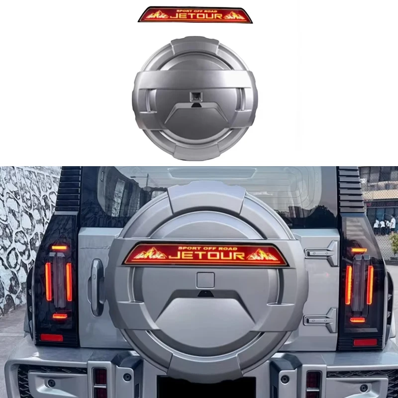 Car Spare Tire Cover with Light Trim Fit for Jetour Traveller T2 Luminous Trim Thickened Spare Tire Cover Exterior Accessories