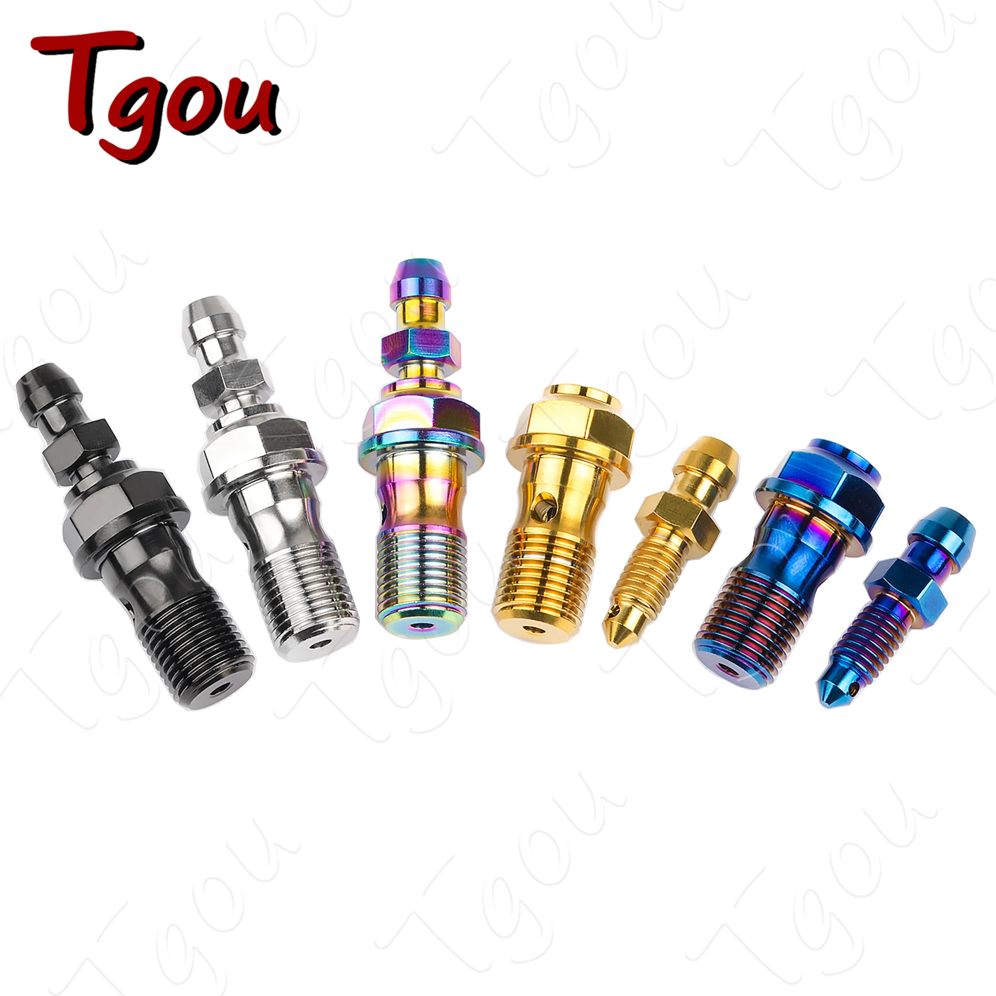Tgou Titanium Bolt M10 1.0/1.25 Pitch Banjo Bolt for Brembo Brake Line & Single Hole Clutch Banjo with Bleeder Valve for Ducati