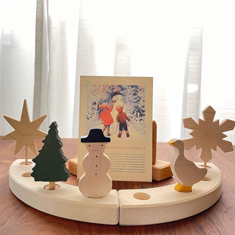 10pcs Wooden Ring Figures Celebration Festive Seasonal Decorations Rings Birthday Decoration Figures for Kids