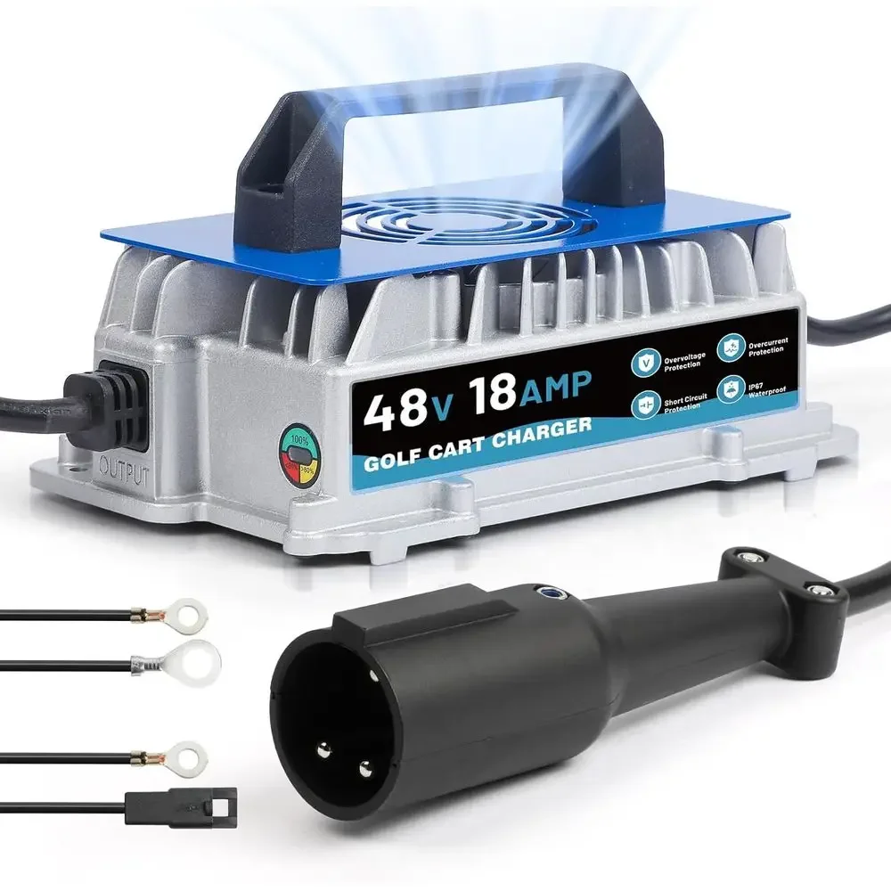 18 AMP 48 Volt Golf Cart Charger for Club Car 1250W Smart Trickle Charge & IP67 Waterproof, 4-6 Hours Full Charge Club Car Charg