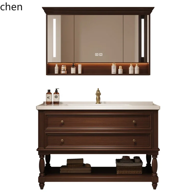 Imagen 3: Mueble de baño con lavabo integrado de cerámica, modelo r5.15, de madera maciza.