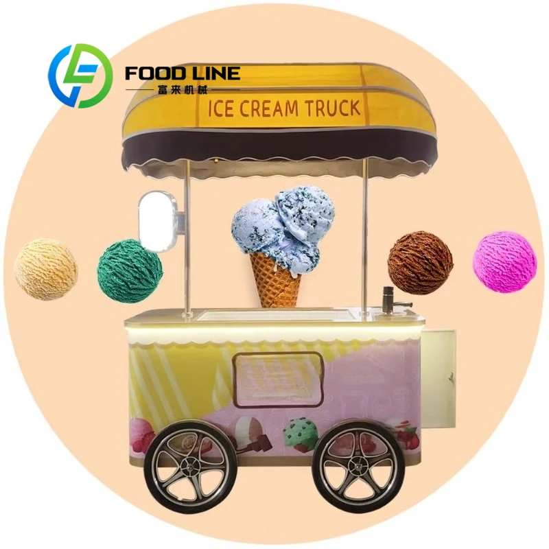 WholesaleCustomized Street Mobile Food Truck Coffee Tricycle 3 Wheel Ice Cream Cart Camping Camper Trailer CE ISO Certification