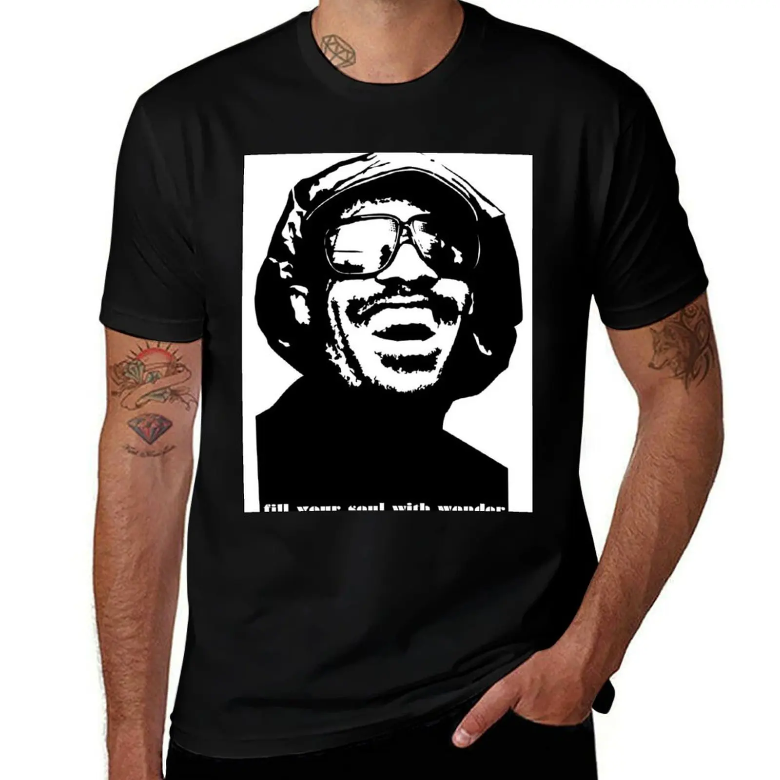 

stevie wonder- fill your soul with wonder T-Shirt Classic Basic Casual T-Shirt