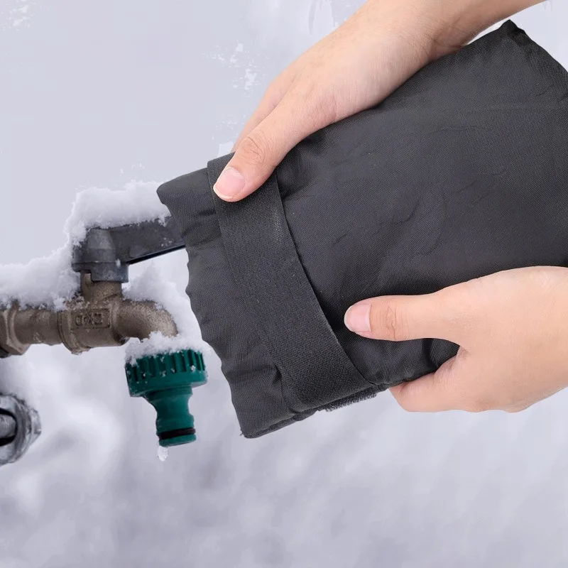 10/1x 蛇口カバー不凍液ホースビブ水栓プロテクター再利用可能な冬屋外霜黒保護カバーアクセサリー