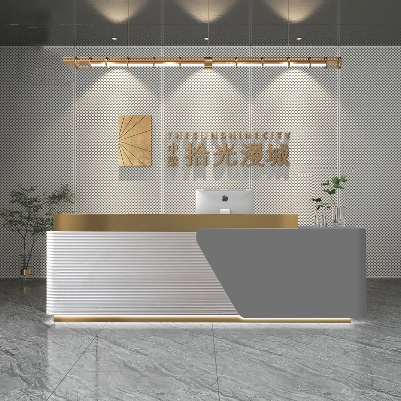 

Luxury Beauty Salon Reception Desk Consul Modern Stand Barbershop Reception Desk Checkout Counter Bureau Meuble Bar Furniture