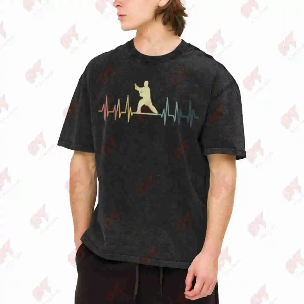 Tai Chi Qi Gong Meditation Martial Arts Vintage Washed Tee Pure Cotton T-Shirt