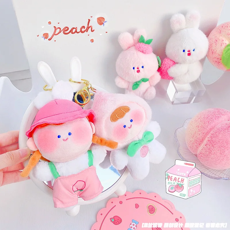 new so darling sweet rabbit girl peach Fabric Toy funny Keychain soft fashione Plush pendant decorate couple birthday gift