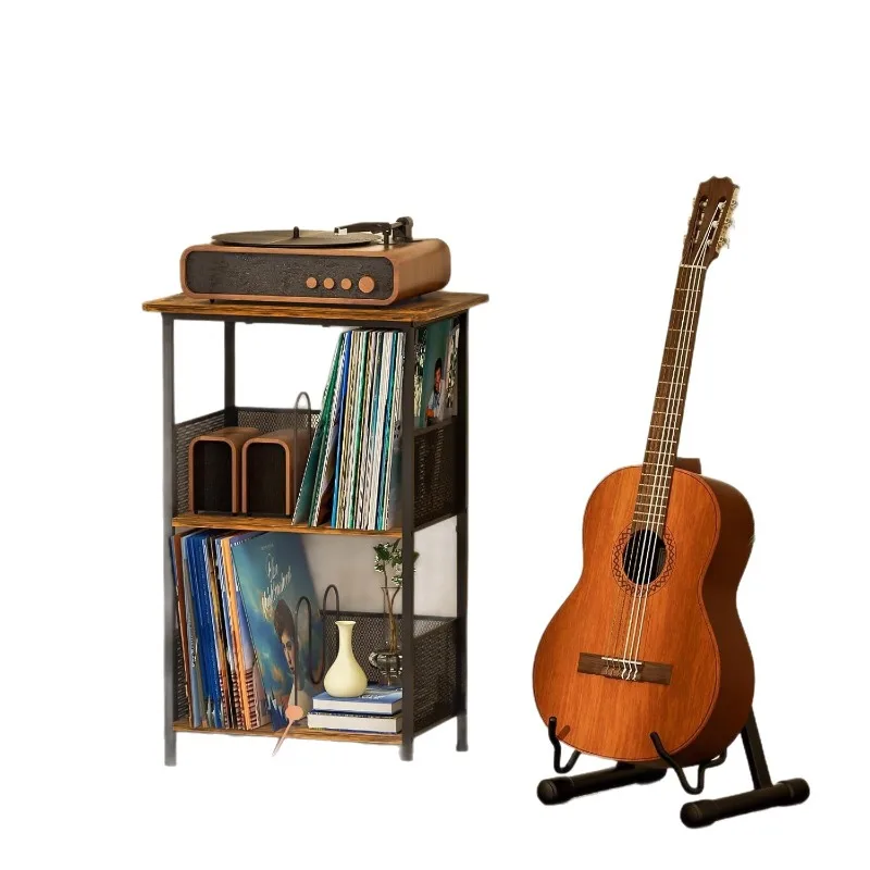 

Modern record player stand Record player Vertical various record albums with extended wooden table top Living room dining table