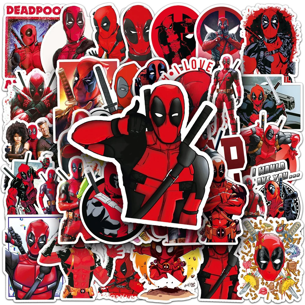 Pegatinas de películas de Marvel de Disney para niños, pegatinas de Deadpool para monopatín, portátil, equipaje, calcomanía de dibujos animados,