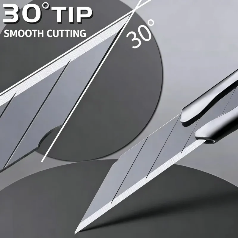 30° Utility Blade, Small Portable Titanium Alloy Paper Cutter, Thickened Heavy-Duty All-Steel Precision Art Craft Cutting Tool