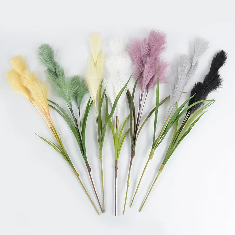 2/1Pc 54cm Artificial Pampas Grass Branch Flowers 5-Fork Home Decoration Fake Plants Wedding Decor Faux Reed Flower Supplies