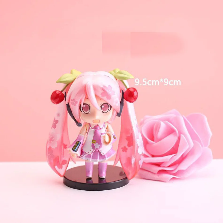 The New Hatsune Miku Figure Mini Character Ornaments Kawai Pink Green Hatsune Home desk Decoration Adult Toy