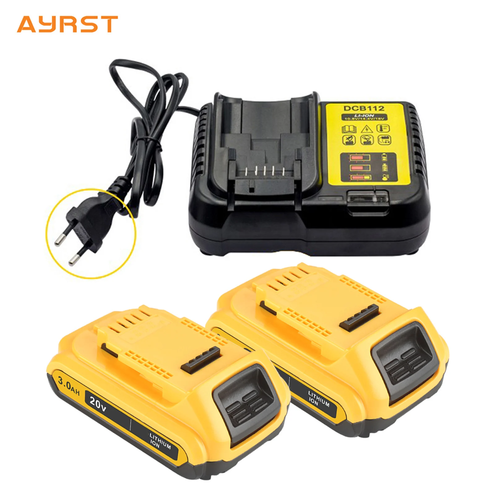 20V 3000mAh DCB200 Li-ion Rechargeable Battery / Charger For DEWALT DCB203 DCB181 DCB182 DCB201 DCB201-2 DCB205-2 L50 powertool