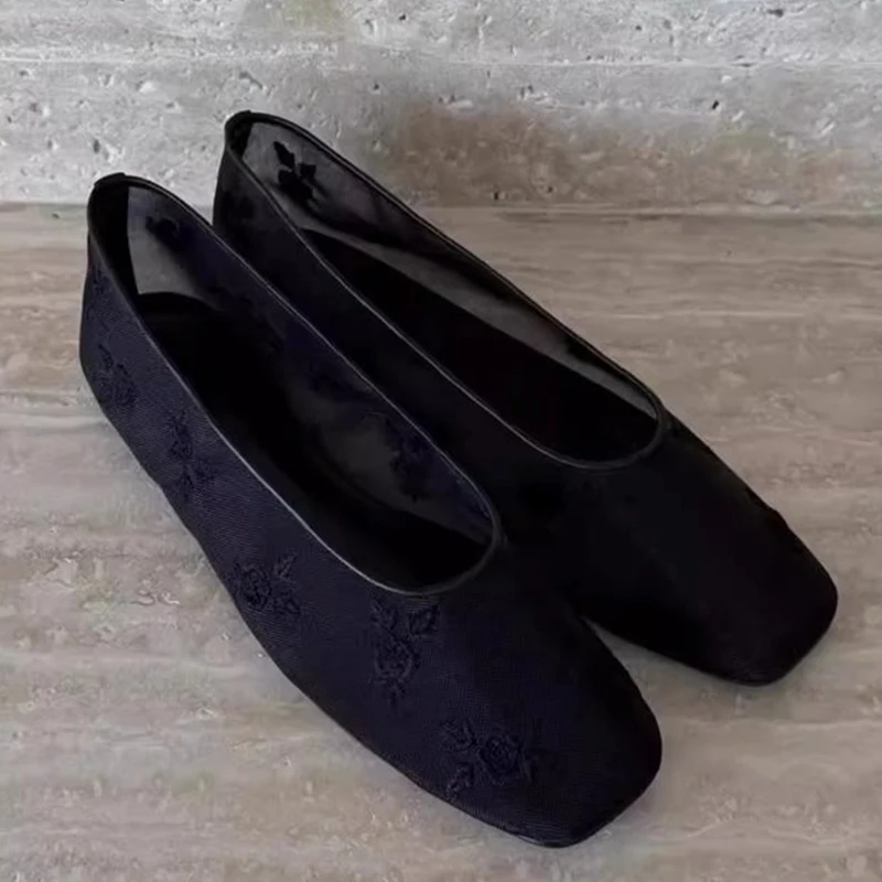 

Сетчатые женские лоферы на плоской подошве, повседневные женские сандалии с квадратным носком, лето 2024, модные прогулочные новые брендовые уютные сандалии Mujer De Sandalias