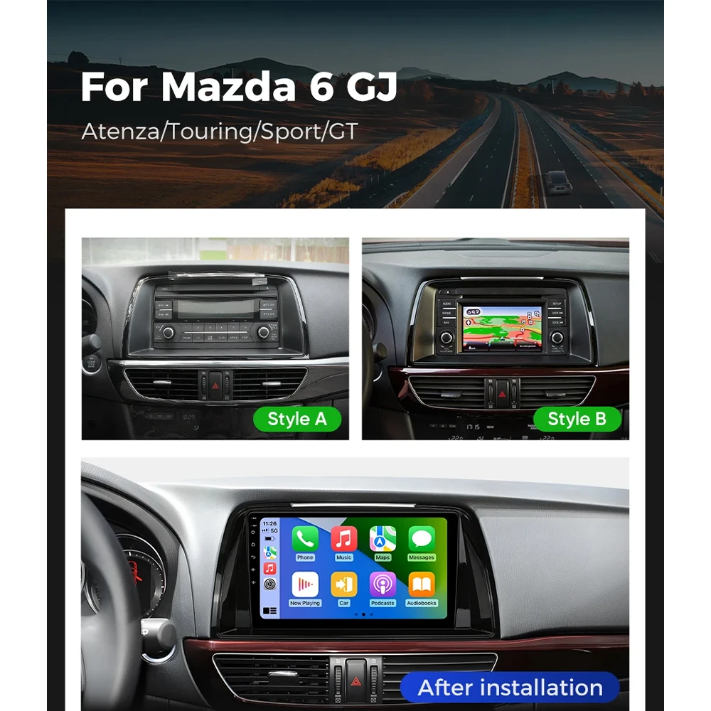 Android 14 For Mazda 6 GJ Atenza 2012 2013 2014 2015 2016 2017 Carplay Auto Car Multimedia All-in-one Car Radio Video Player GPS