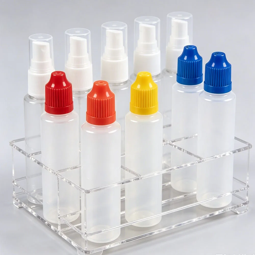 50個入り-空の30ml-60ml-ldpeプラスチック製ドロッパーボトル、細い先端プラグ付き、ベイプ用アイリキッド容器、ペン型の圧搾可能なドロップボトル