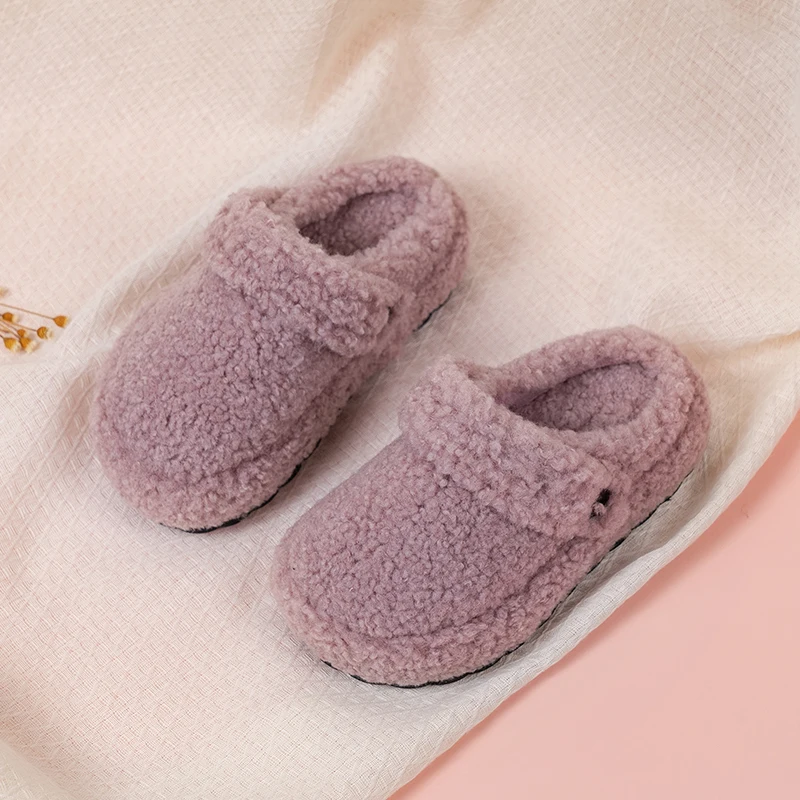 

2025 Winter New Kids Casual Shoes Suede Warm Children Slippers Outdoors Toes Capped Girls Sweet Slipper Korean Style Soild Color