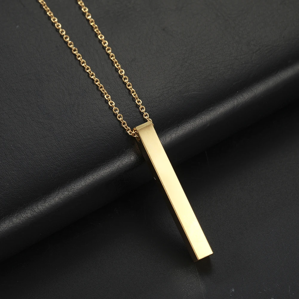 My Shape Punk Rectangle Necklaces for Men Women Stainless Steel Stick Column Cuboid Pendant Necklace Choker Fashion Male Jewelry