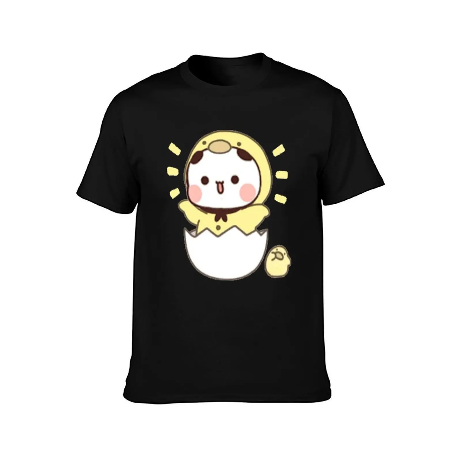 Cute Little Chicken Bubu Open T-Shirt, Summer Casual Cotton Tee, Oversized Streetwear Tops, Vintage Graphic Print, 100% Cotton