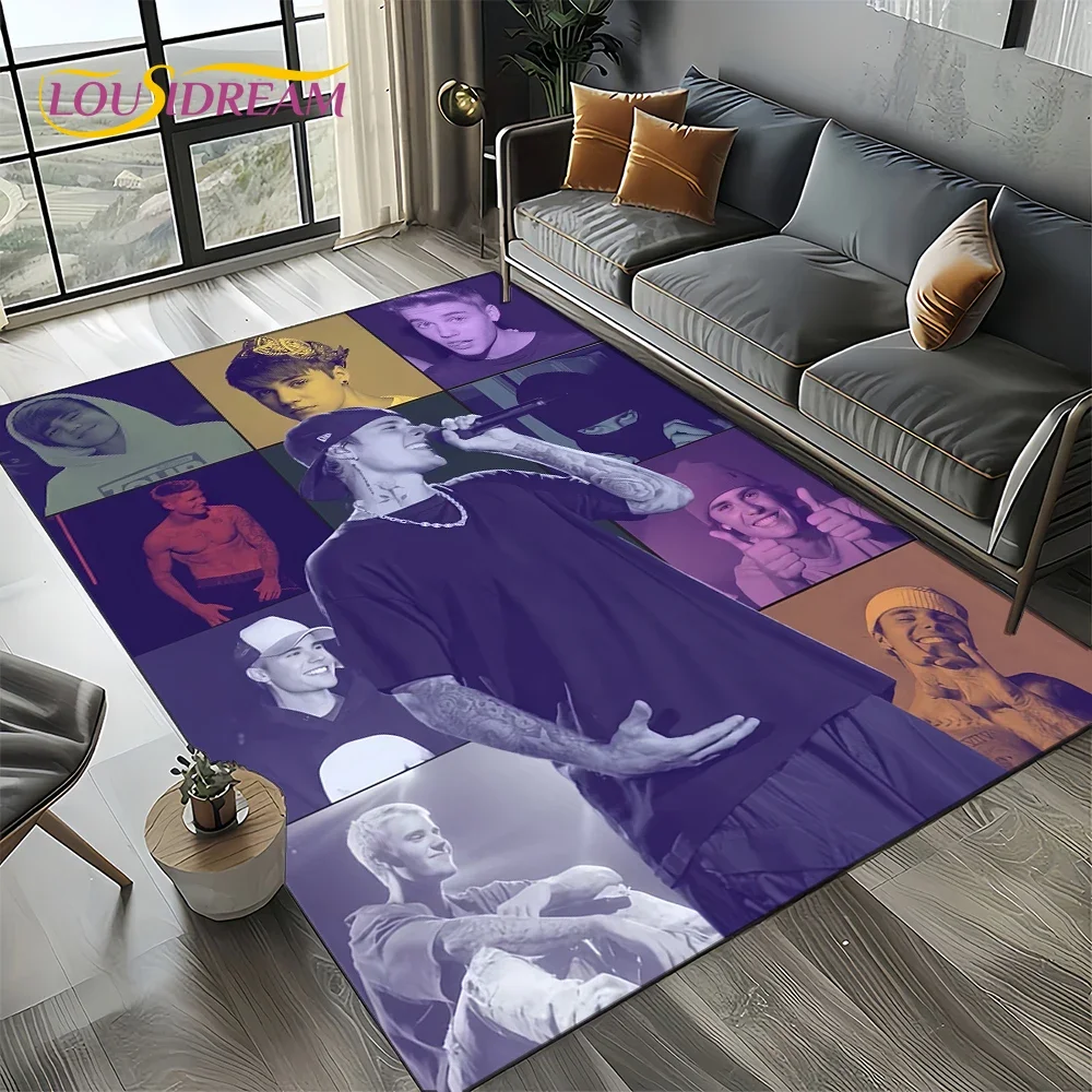 2025 New Style Justin Drew Bieber Singer 3D Carpet Rug for Living Room Bedroom Home Sofa Decoration,Kid Play Non-slip Floor Mat