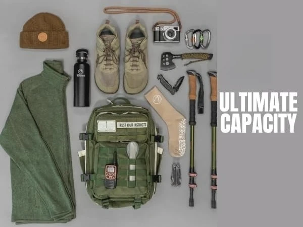 35L Athletic Gym Backpack - Durable 1000D Waterproof Oxford Material with MOLLE Webbing, Laptop Pocket