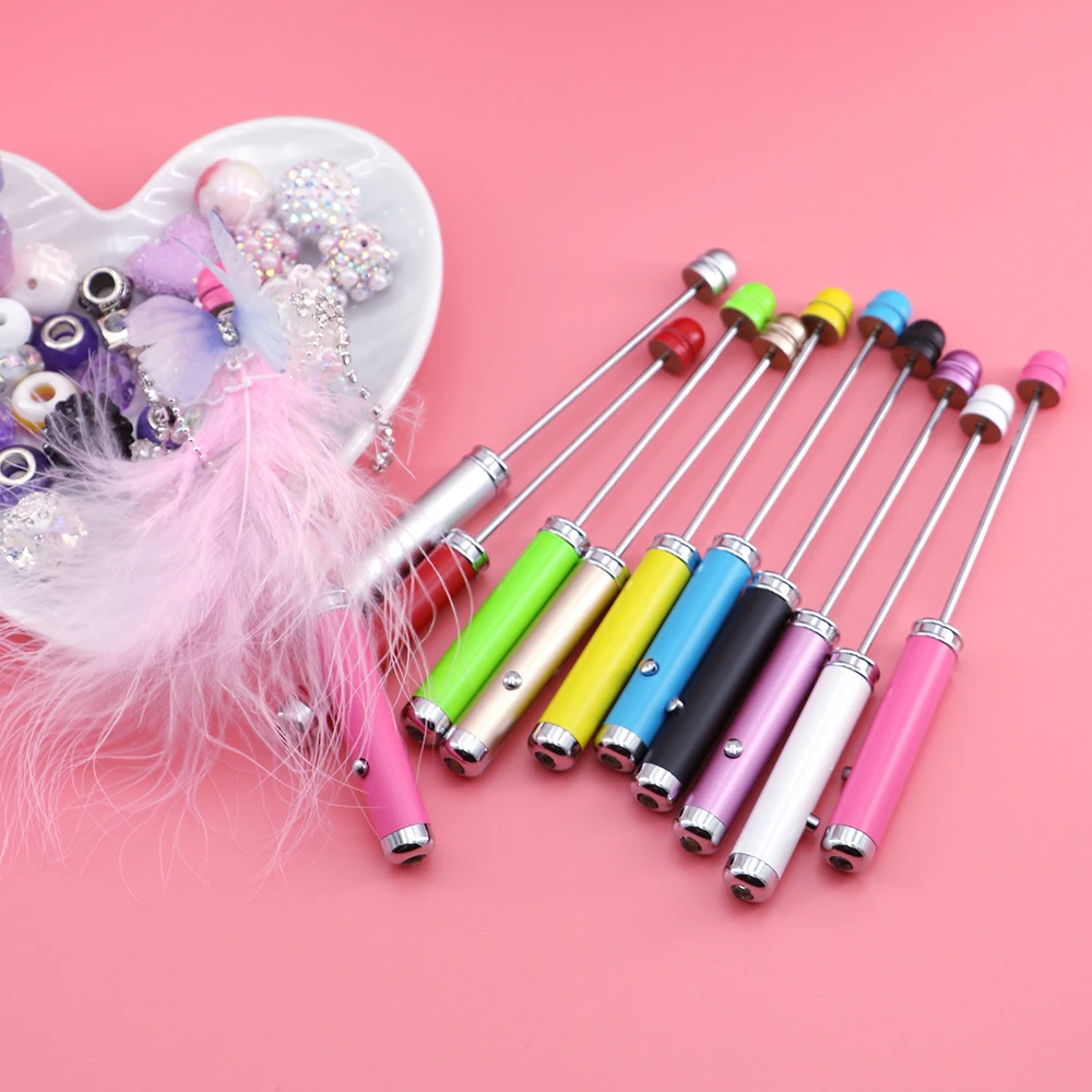 5Pcs DIY Beaded LED Flashlight Pen - Handheld Decorative Light with Removable Beads, Non-Writing Craft Gift