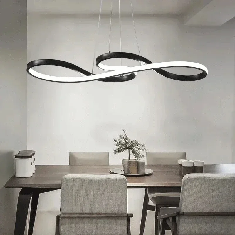 Nordic LED Pendant Light Fixtures Dining Room Living Room Kitchen Black Music Shape Hanging Lamp Home Decor Indoor Lighting