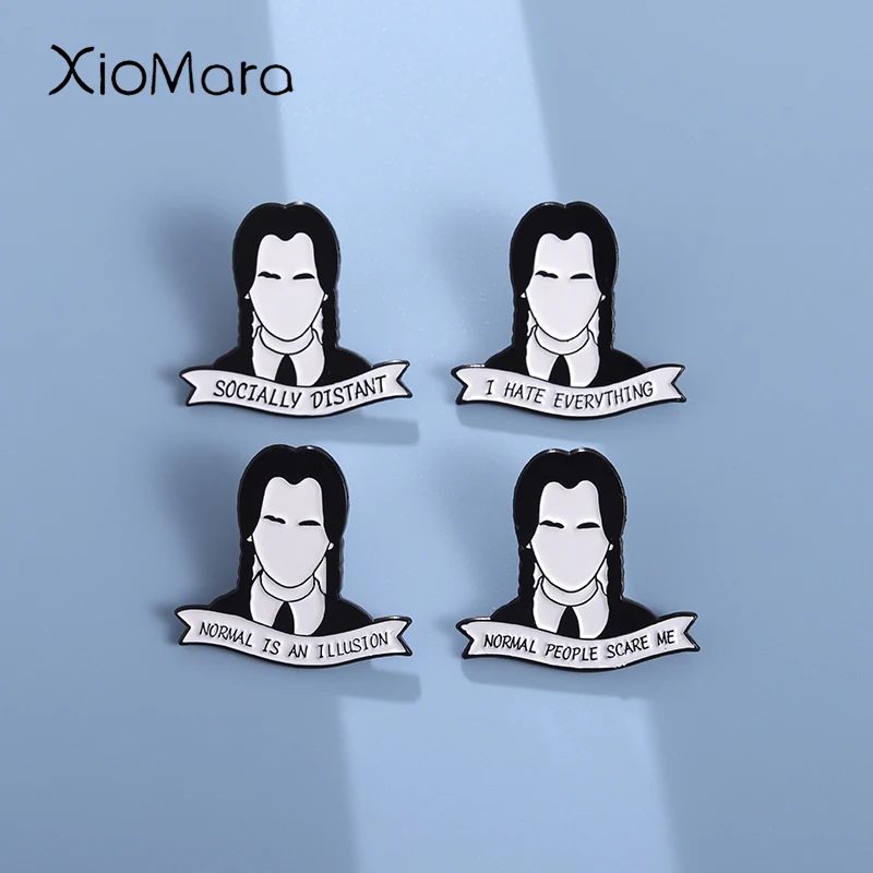 

Horror Dramas TV Show Enamel Pins Custom Socially Distant Brooches Lapel Badges Gothic Jewelry Wholesale Gift for Friends