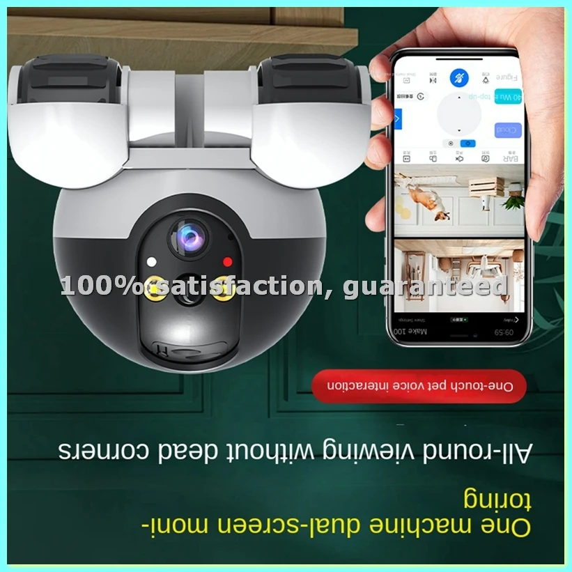 Smart Home Security4K PTZ Robot Two-Way Audio Color Night Vision Surveillance Baby Pets Monitor Dual Lens Camera US Plug-ELEC