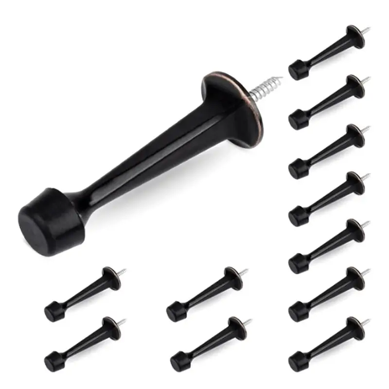 

A21Q -12Pcs Heavy Duty Solid Rigid Door Stops With Rubber Tips Zinc Die Cast Zinc Alloy Door Stops For Walls&Doors