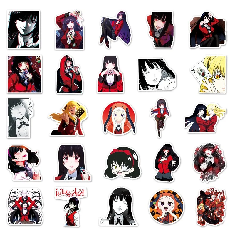 50pcs Cartoon Kakegurui Sticker Suitcase Water Cup Stationery Mobile Phone Scooter Laptop Refrigerator Decorative Sticker