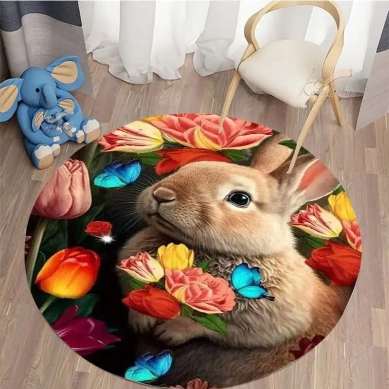 Jungle Animal Custom  Round Carpets for Living Room Non-slip Floor Mat for Bedroom Tapis 5 Sizes Soft Yoga Mats Area Rug Gift