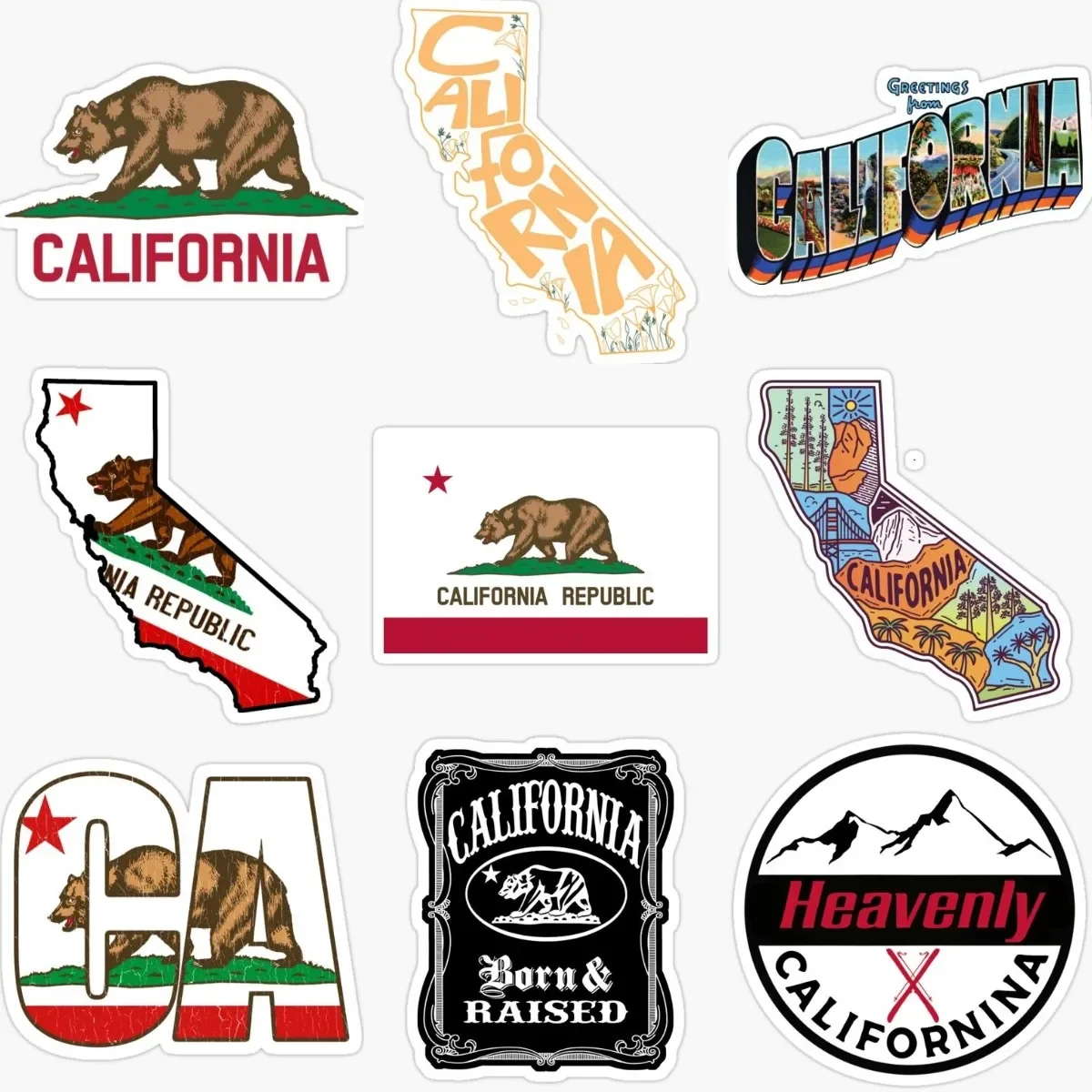 

California Flag Map Emblem Creative PVC Accessories Stickers for Decorate Car Truck Van Bicycle Helmet Camper Bumper Window