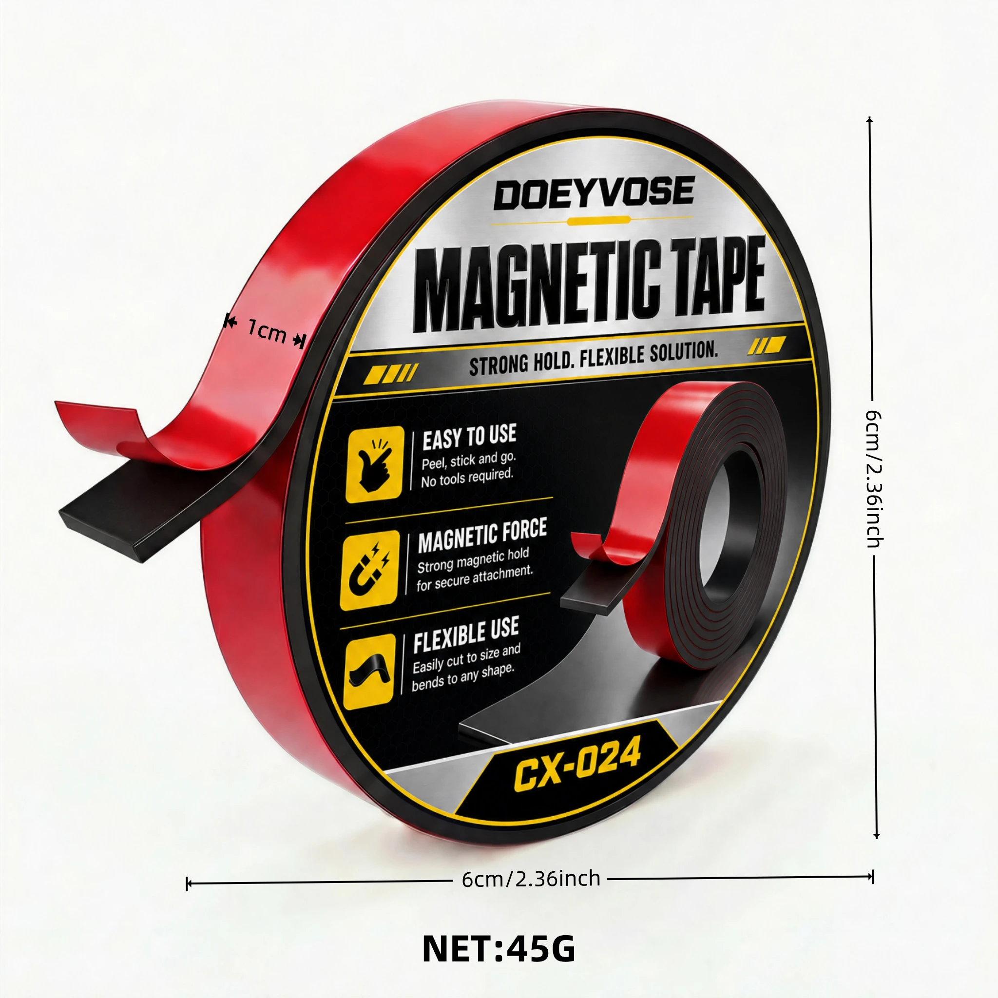 1M Self-Stick Magnet Strip 1cm Width 1mm Thick Cuttable Magnetic Tape