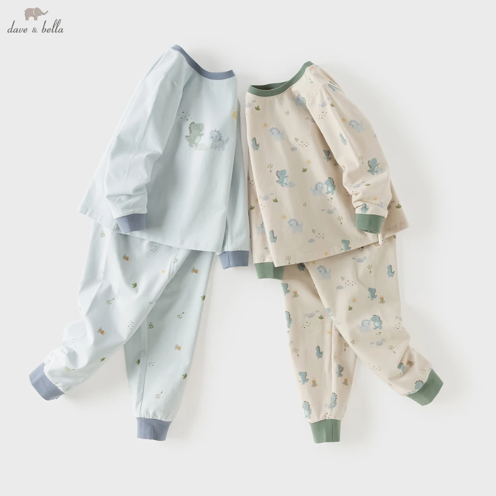 Dave Bella Boys 2pcs Pajama Set Printed Autumn Winter Childrens Cartoon Homesuits Cute Indoor Sleepwear Set Warm DB4263763