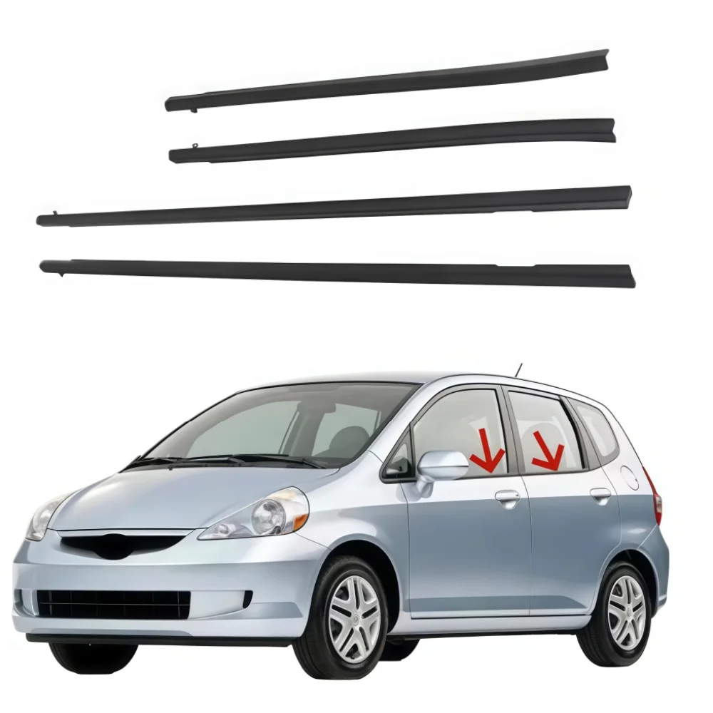 4PCS Window Sealing Outer Pressure Strip 2001-2008 72410-SEL-T01 72450-SEL-T01 72910-SAE-T01 72950-SAE-T01 For Fit Jazz