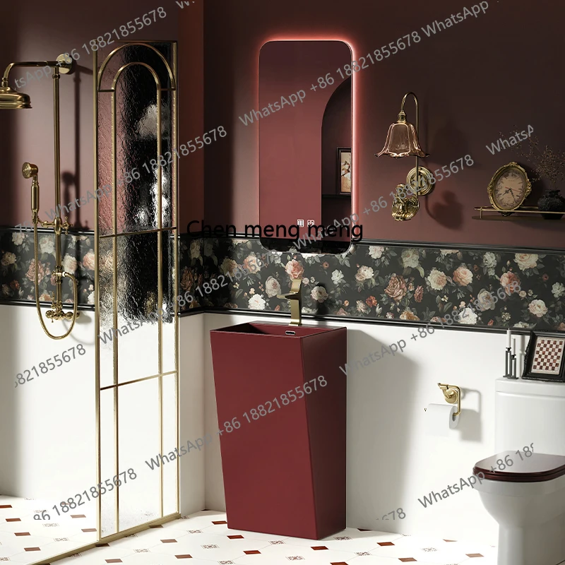 

MF Retro style, square column basin, household sink, hotel villa floor-to-ceiling washbasin, bathroom