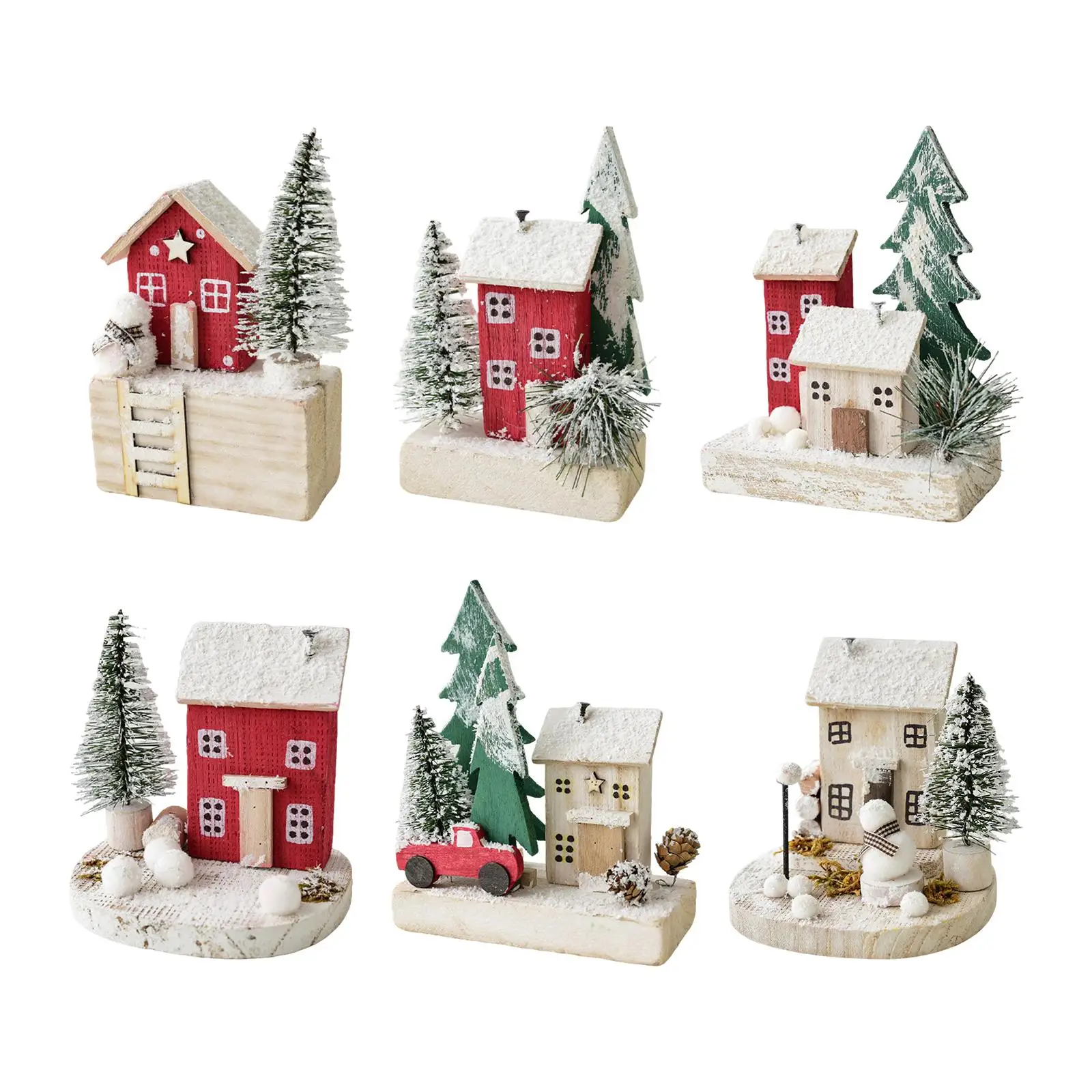 صغيرة عيد الميلاد قرية الثلج منزل الديكورات الشتاء سطح المكتب زخرفة مصغرة تمثال عيد الميلاد المشهد منزل لمكتب عباءة عطلة