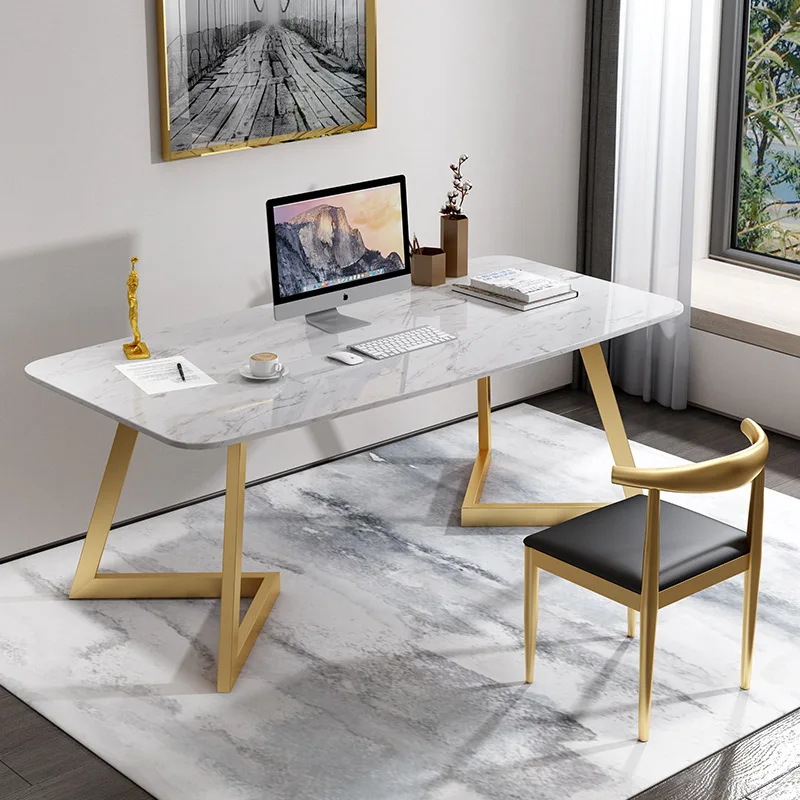 

Nordic marble office desks and chairs, small apartment study desk writing desk, office staff work computer desk