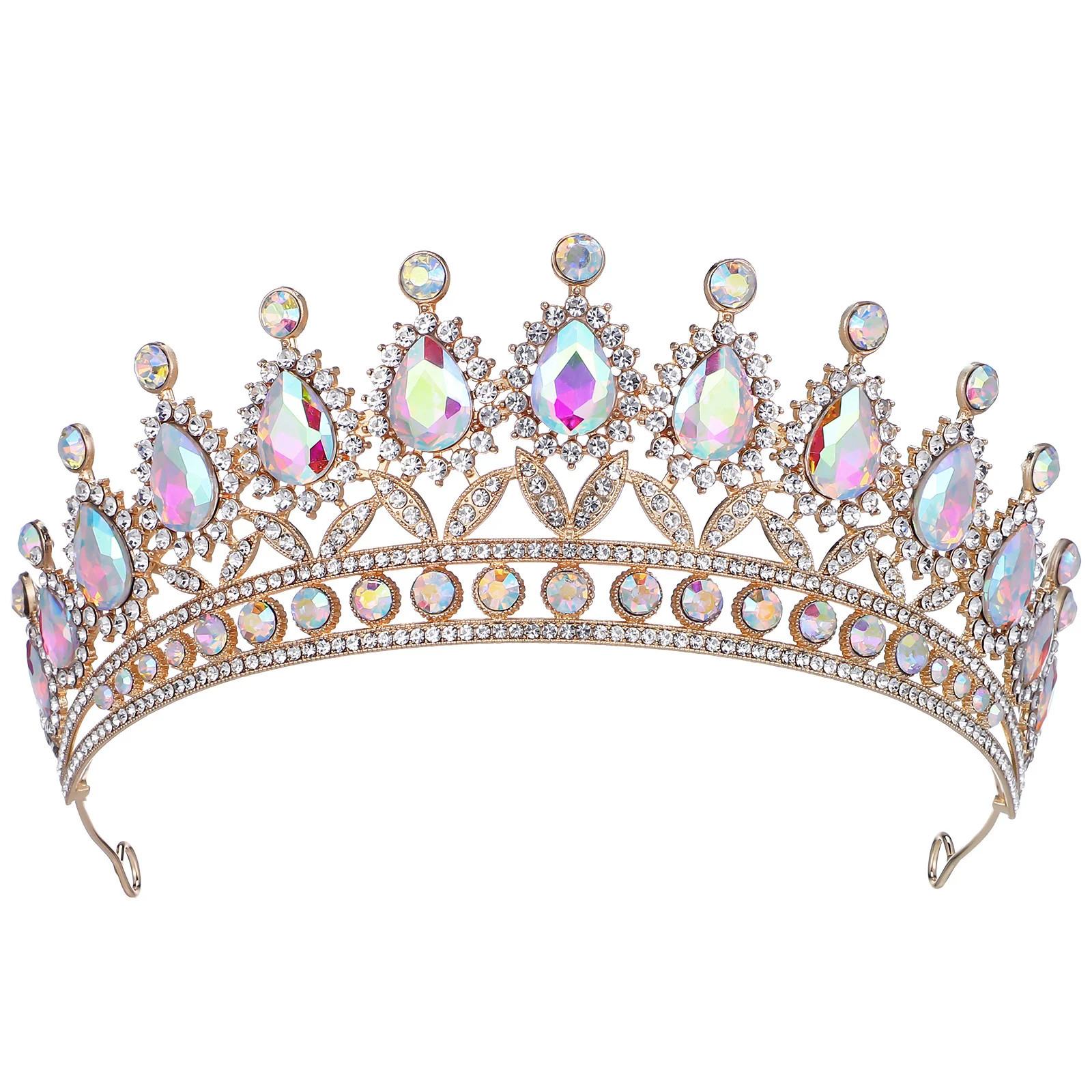 Baroque Crown Headpiece Rhinestone Bridal Tiara Lightweight Wedding Party Prom Homecoming Costume Accessory