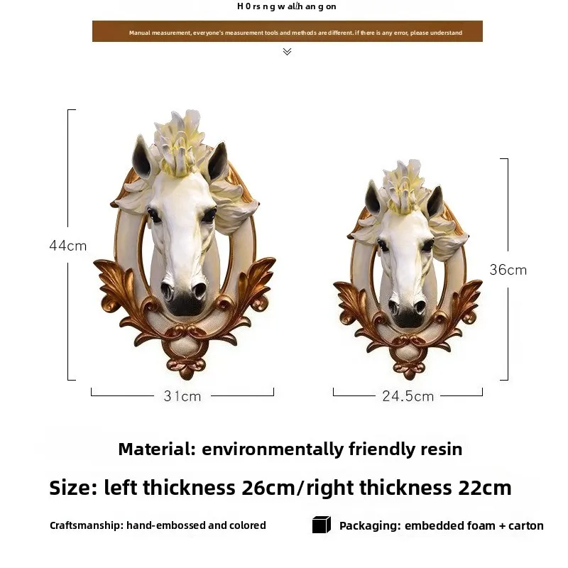Creative Horse Head Pendant Wall Mounted Sculpture Living Room Background Wall Statue Entrance Nordic Home Decoration