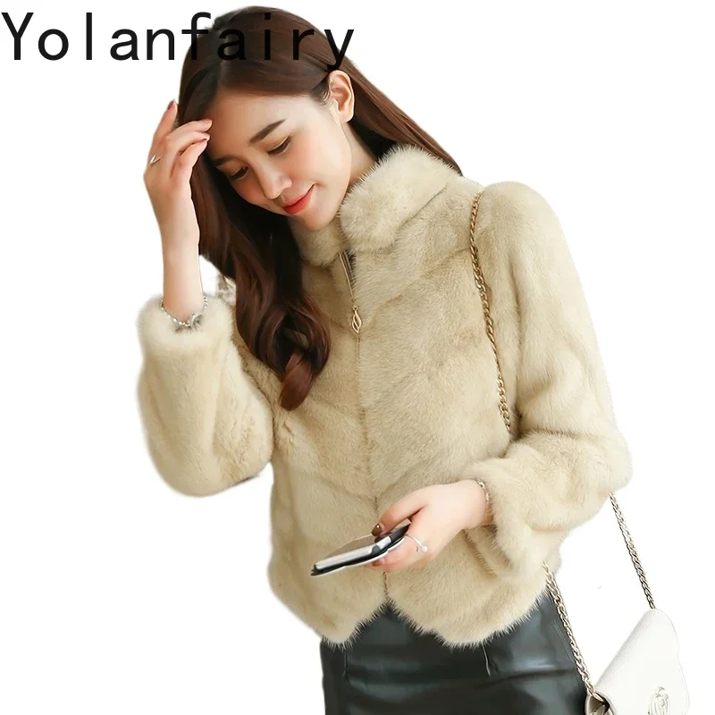YOLANFAIRY Real Fur Coat Women Clothes Mink Fur Coat Parka Real Fur Korean Winter Coat Women Manteau Femme Z16D139 YY2118